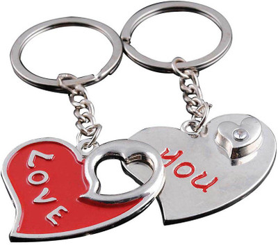 

CTW Love You Heart Valentine Couple Metal Key Chain(Red, Silver)