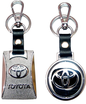

City Choice Combo of Toyota Revolving Leather-Metal Hook Locking Key Chain(Black, Silver)