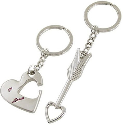 

CTW I Love You Heart Metal Couple Valentine Pack Of 2 Key Chain(Silver)