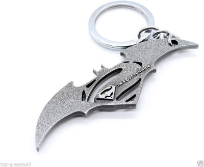 Optimus traders Movie Batman v Superman Dawn of Justice Logo 8cm Metal Key Chain(Silver)