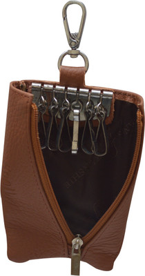 

Knott Zip Closure Leather Multi Key Chain(Brown)