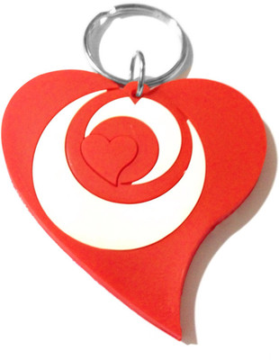 

Tech Fashion Heart Shape Rubber Red White Moon Locking Key Chain(Red)