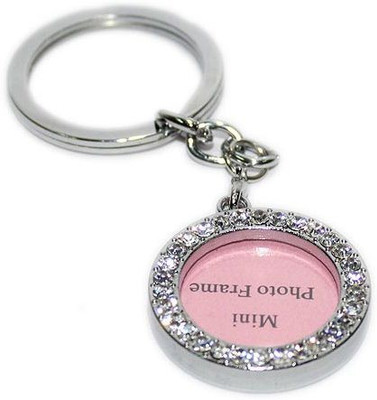 

Aura Imported Round Shape Photo Frame Key Chain(Pink, Silver)