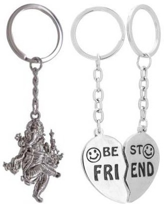 

Rashi Traders Ganpati & Heart Best Friend Key Chain(Silver)