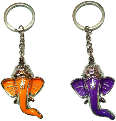 

City Choice Combo of Saffron & Purple Ganesha Face Key Chain(Purple)