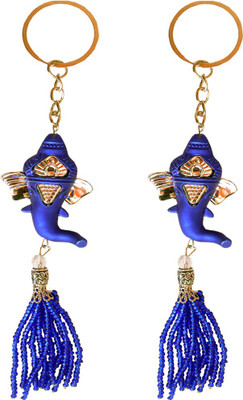 

MM Set of 2 Fashionable Ganapathy Premium Charm Pendant Key Chain, best suitable as Fashion Accessories with Women bags. Charming Ornaments and Creative Keychain Gift for Cars, Bikes, Bicycles, Back bags, Hand bags and Purses. Key Chain(Blue)