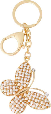 

Super Drool Pearl Embellished Butterfly Key Chain(White, Gold)