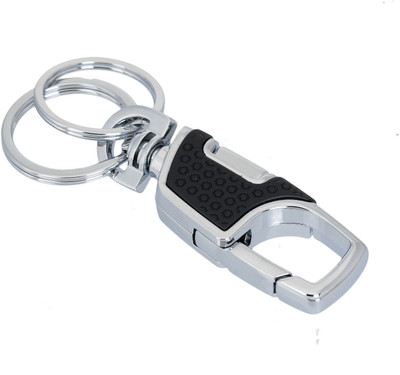 Gadge Press Button Hook And Metal Finish Black Key Chain