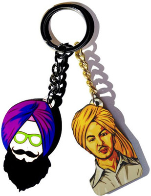 MiiCreations Punjabi Singh Beard Key Chain(Purple, Gold)