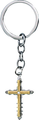 

U. R. GOD 1 Diamond Jesus Cross Metal Key Chain(Yellow)