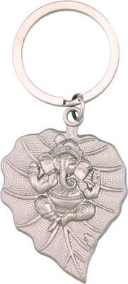 Tech Fashion Ganesh Chrome Metal Leaf Locking Key Chain(Silver)