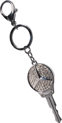 

Oyedeal Studded Key Shape Mercedes Locking Key Chain(Silver)