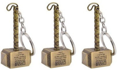 

Confident Golden Color Hammer Metal Pack of 3 Key Chain(Gold)