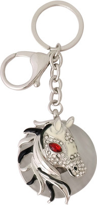 

Super Drool Embellished Horse Face Charm Key Chain(Silver)