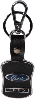 

TAG3 Ford Car Leather & Metal Logo Key Chain(Black)