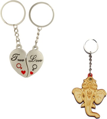 

Anishop True Love you Heart With Blessing Ganesha Combo Gift Pack Key Chain(Silver)