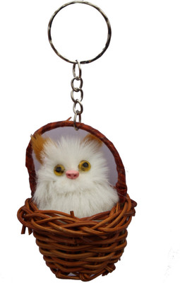 

Anishop Cute Cat In Basket Key Chain(Brown, White)
