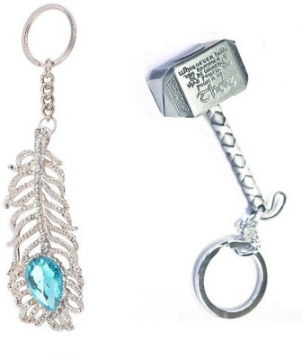 

Chainz Oh My God Stone Studded And Metal Thor Hammer 3D Key Chain(Silver)