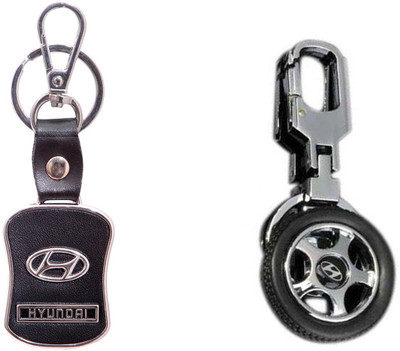 

City Choice Combo of 2 Pcs of Hyundai Locking Key Chain(Black, Silver)
