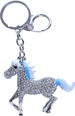 

Dealfinity Blue and White Studded Horse Metal DKYCN1566 Locking Key Chain(Multicolor)