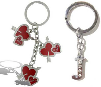 

Rashi Traders Arrow 3 Heart + Alphabet J Key Chain(Silver)