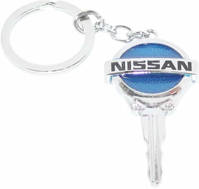 Aura Imported Key Shape Nissan Logo Key Chain(Blue, Silver)