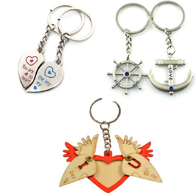 

CTW Nautical Wheel & Love Heart Photoframe Valentine Gift Combo Pack Key Chain(Multicolor)