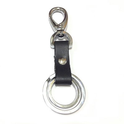 

Tech Fashion Leather Straps Black Colour Chrome Finish 2 Rings 2 Hooks Locking Key Chain(Black)