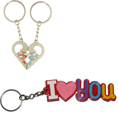 

Anishop Couple Love You Heart Valentine Gift Combo Key Chain(Silver)