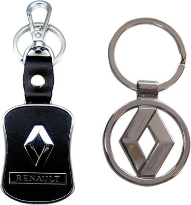 

City Choice Combo of Renault Leather-Metal Locking Key Chain(Black)