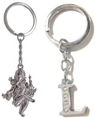 

Rashi Traders Ganpati & Alphabet L Key Chain(Silver)