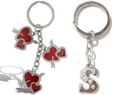 

Rashi Traders Arrow 3 Heart + Alphabet S Key Chain(Silver)