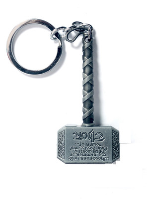 

Crystal leaves Thor hammer metal keychain Key Chain(Gold)
