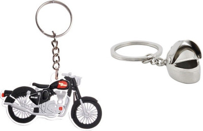 

Chainz Royal Enfield Rubber bike and 3d metal Helmet Key Chain(Multicolor)