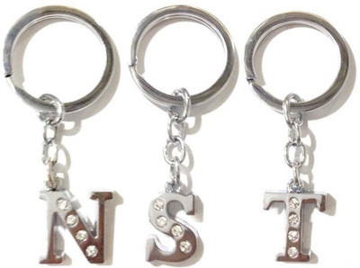 Rashi Traders Alphabet N S T Chrome Key Chain(Silver)