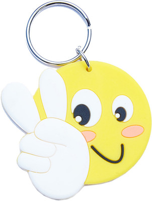 

CTW Victory Sign Smiley Big Rubber Keychain Key Chain(Yellow)