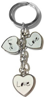 

Aura Love Three Hearts With Diamond Valentine Locking Key Chain(White, Silver)