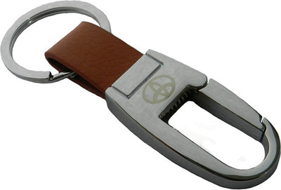 

Techpro with Toyota design SILVER color PRINT on BROWN LEATHERITE Locking Key Chain(Multicolor)