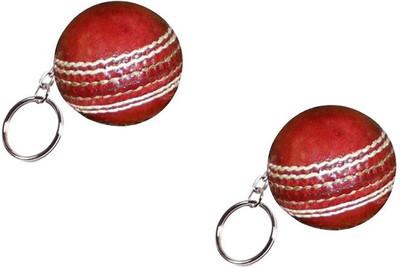 

Goodbuy Set of 2 Leather Ball Key Chain(Red)