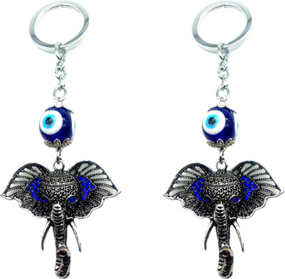 

City Choice New 2 Ganesha with evil eye Key Chain(Multicolor)
