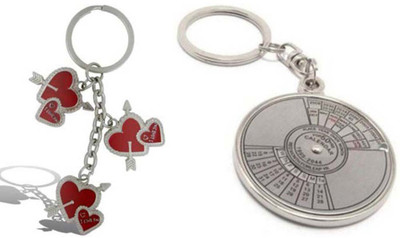 Rashi Traders Arrow 3 Heart + Calender Key Chain(Silver)
