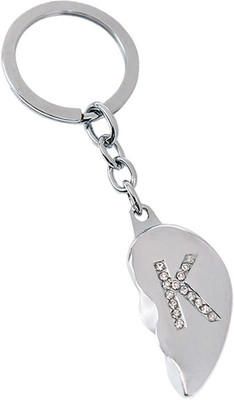 

U. R. GOD Broken Heart Diamond Studded "K" Letter Key Chain(Silver)