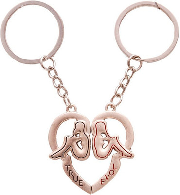 

CTW True Love Heart Couple Valentine Gift Locking Key Chain(Silver)