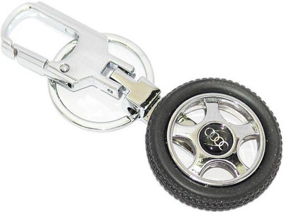 

Aura AUDI Tyre Rotary Wheel Imported Locking Key Chain(Silver, Black)