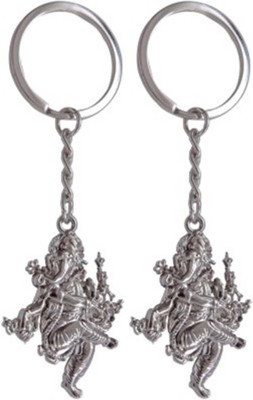 

Rashi Traders 2 Dancing Ganesh Key Chain(Silver)