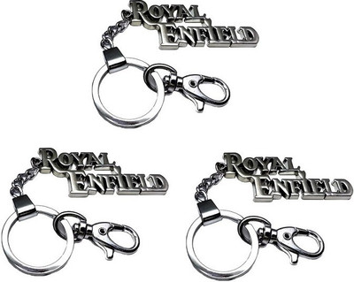 Ezone Big Royal Enfields Metal Pack Of 3 Locking Key Chain(Silver)