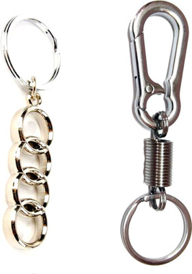 

City Choice Audi & Spring Hook Locking Combo Locking Key Chain(Silver)