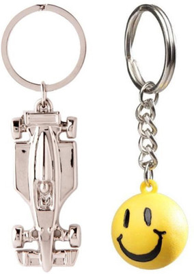 

Confident 02 Metal Racing Car And Smily Key Chain(Silver, Yellow)