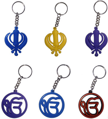 

Vibrating Phantom Sikh Khanda And Ekonkar Set Of 6pcs Religious Key Chain(Multicolor)