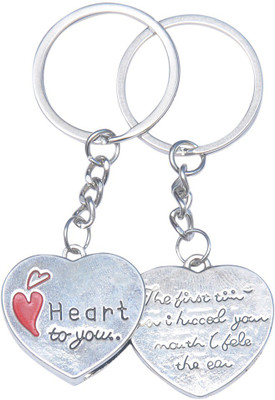 

True Traders valentine heart couple keychain Locking Key Chain(Silver)